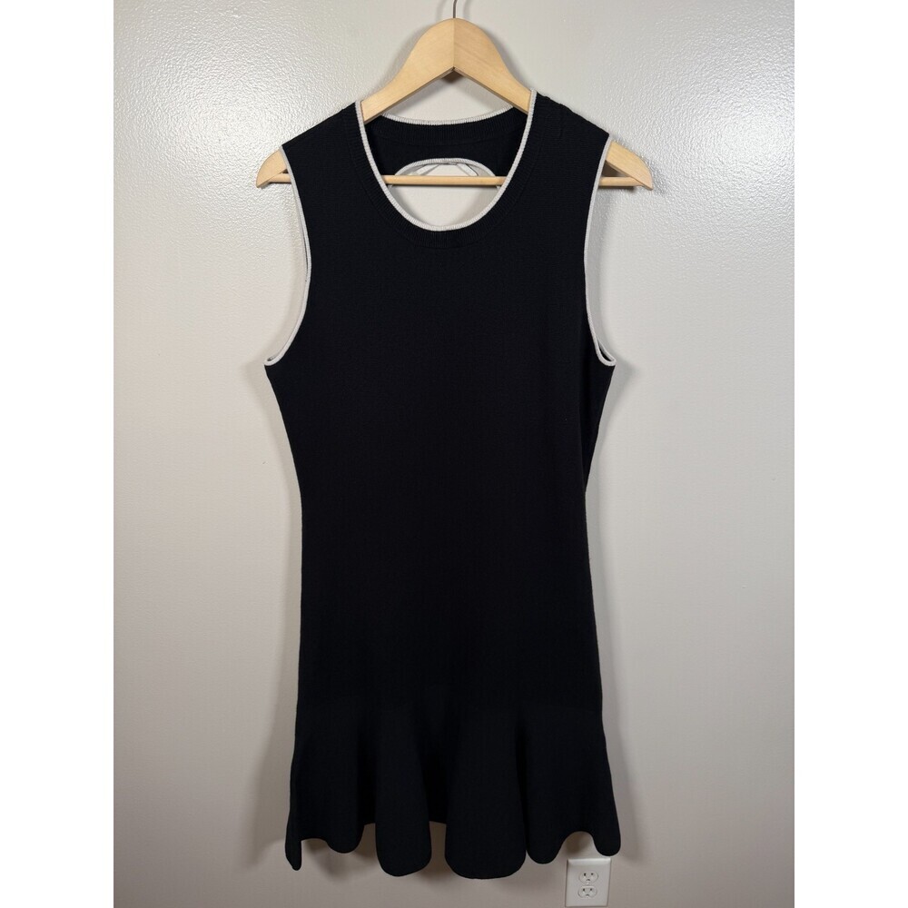 Kate Spade Sweater Dress Size XL Black Flounce Hem Preppy Country Club